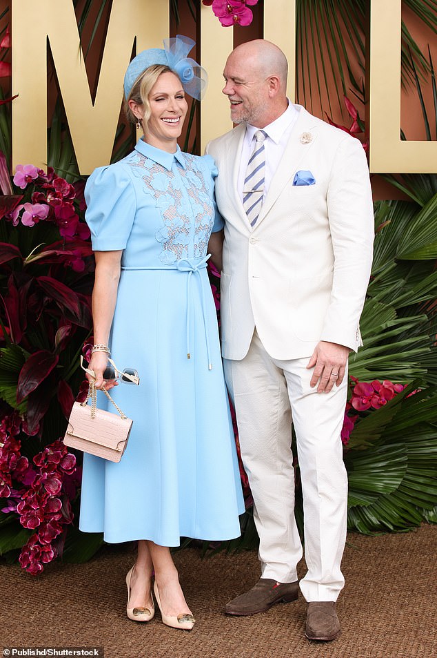 Princess Anne's daughter has been busy with husband Mike setting up glamorous trackside displays at the prestigious Magic Millions carnival on the Gold Coast