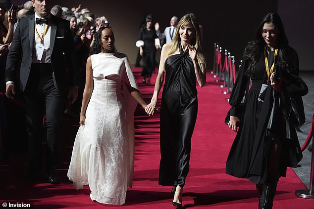 Zahara Jolie, left, and Angelina Jolie arrive at the 36th annual Palm Springs International Film Festival Awards Gala on January 3