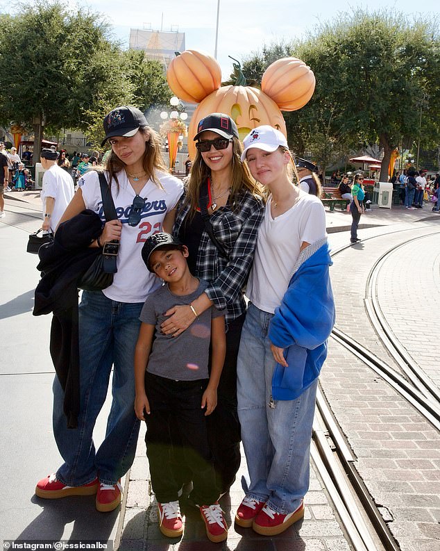 Jessica Alba and her three children seen last year at Disneyland in Anaheim