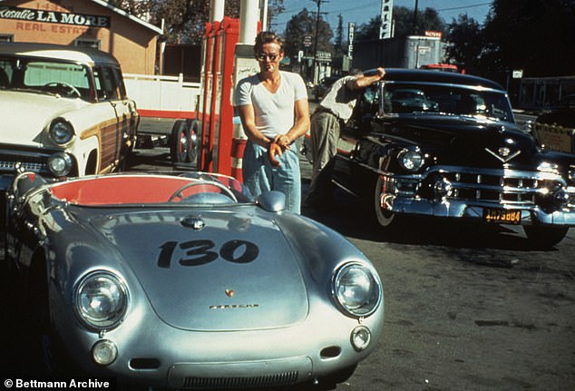 The actor with his Porsche 550 Spyder, the Little Bastard, a few hours before his death. DeWeerd is said to have inspired his love for fast cars