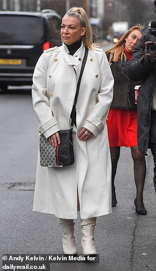 Rachel Halliwell at the inquest into the death of her daughter, Samina Halliwell, at Bootle Town Hall near Liverpool with her sister Clare Halliwell (black coat, red dress)