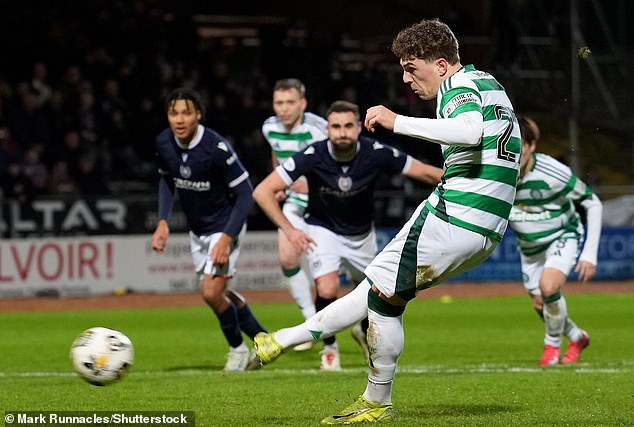 Arne Engels equalized for Celtic with a penalty in injury time