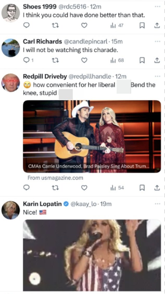 One person brought up a 2017 skit Carrie participated in with Brad Paisley, co-host of her CMA