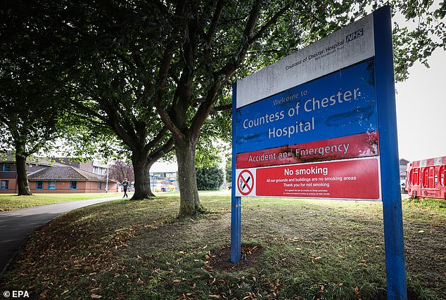 A sign outside the Countess of Chester Hospital in Chester where Letby worked