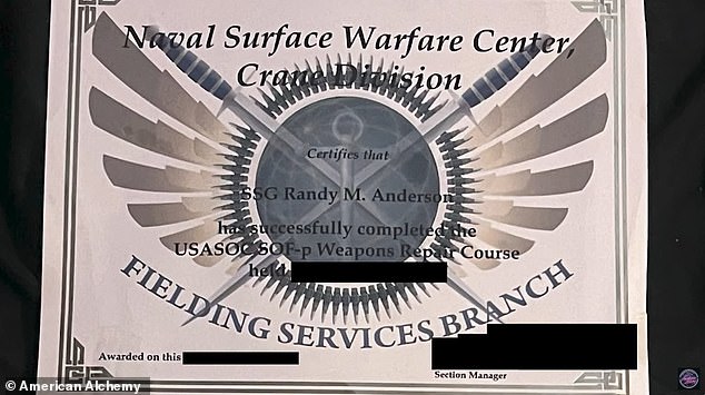 Anderson then produced a document showing that he was certified at Naval Support Activity Crane for completing the 'USAOCSOF-p Weapons Repair Course, but the certificate does not indicate the date it was issued.