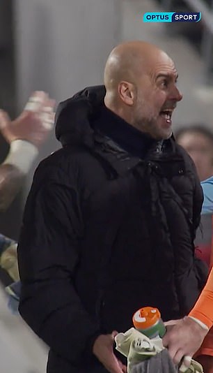 The City boss let loose full-time with the German on the pitch