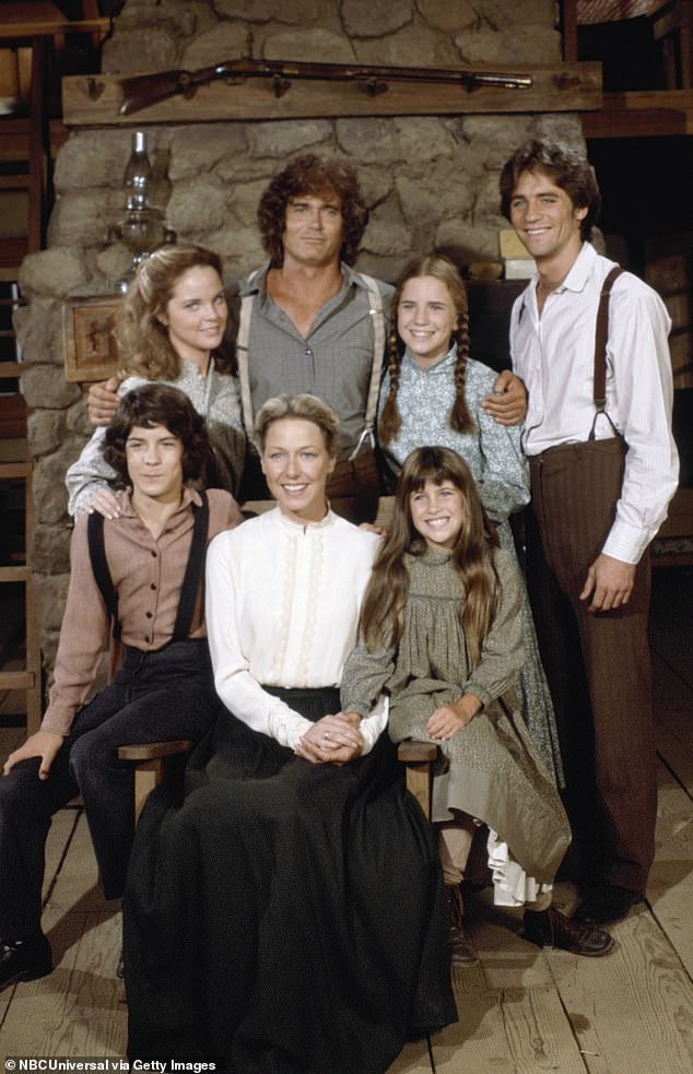 Landon, who died of pancreatic cancer in 1991 at the age of 54, not only starred in the iconic 1974-1983 series, but also worked as a writer and director; (Image: (back row left) Melisssa Sue Anderson as Mary Ingalls Kendall, Michael Landon as Charles Philip Ingalls, Melissa Gilbert as Laura Elizabeth Ingalls Wilder, Linwood Boomer as Adam Kendall (front row left) Matthew Laborteaux as Albert Quinn Ingalls, Karen Grassle as Caroline Quiner Holbrook Ingalls, Lindsay or Sydney Greenbush as Carrie Ingalls)