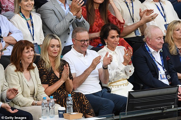 Anthony Albanese and his partner Jodie Haydon were in the coveted section one seat at last year's men's singles final