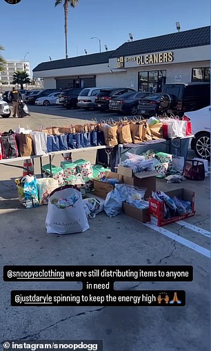 In addition to seeking funds, he has asked for donations to his Snoop Dogg's Clothing Store in Inglewood, CA, for fire victims.