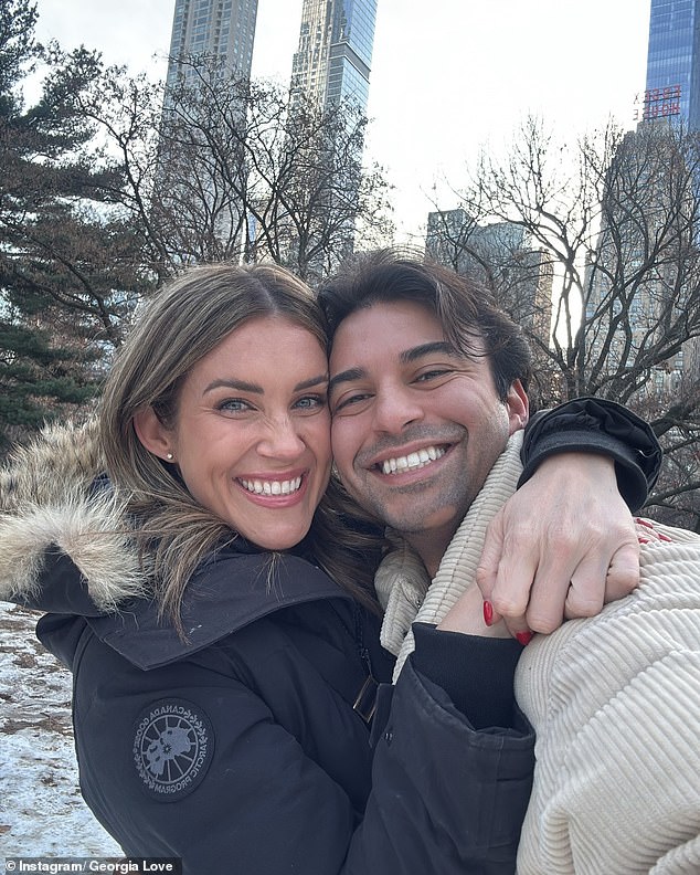 The Bachelorette star landed with a friend (right) after a two-week trip, with an insider confirming that she and husband Lee are currently 'taking a break'