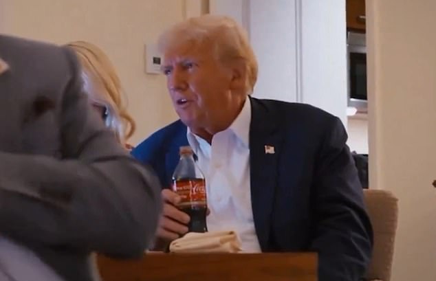 A still from the documentary of him holding a bottle of Coke quickly went viral when a MAGA supporter tweeted: “Trump has switched to regular Coke. Full activation is imminent. This is not an exercise