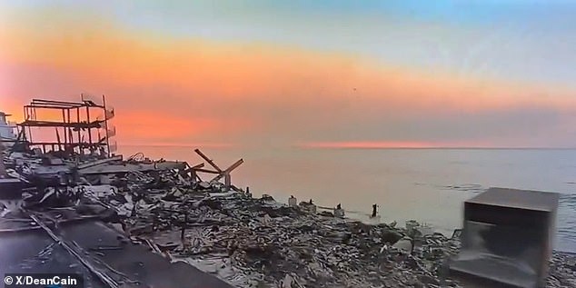 The video showed the fire completely decimated the oceanfront estate, which he put on the market for $7.25 million in March 2023 before selling it for $6.25 million in May.