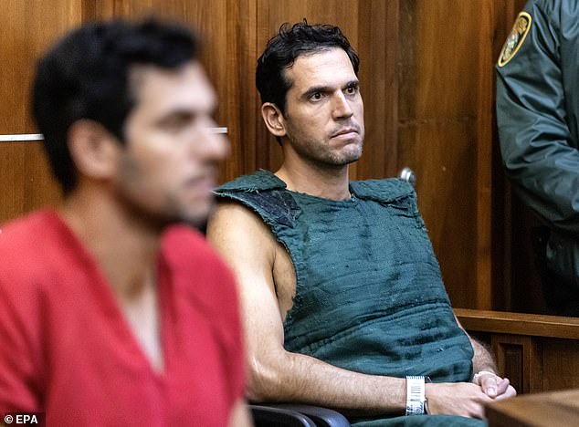 The explicit content reportedly shows the three brothers and other individuals engaging in sexual acts with women who were drunk and unaware that they were being recorded. Pictured: Alon Alexander, 37, (right) and his twin brother Oren (left), attend a bond hearing in Miami, Florida