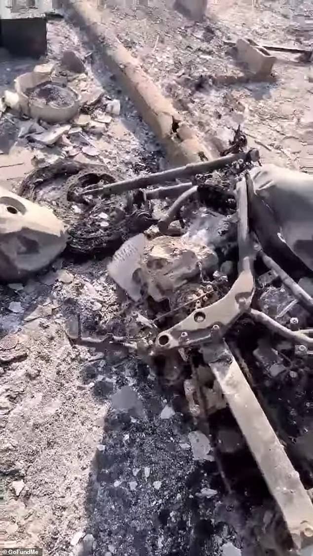 His house was destroyed by the fire and is now reduced to a pile of ash and rubble