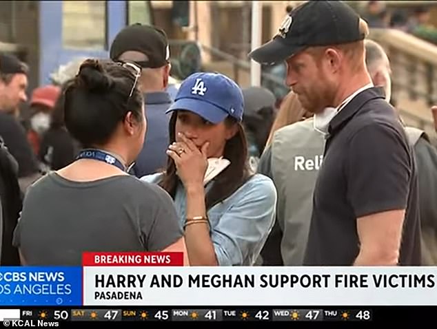 On Friday, the Duchess and her husband Prince Harry visited bushfire survivors and were spotted handing out food parcels.