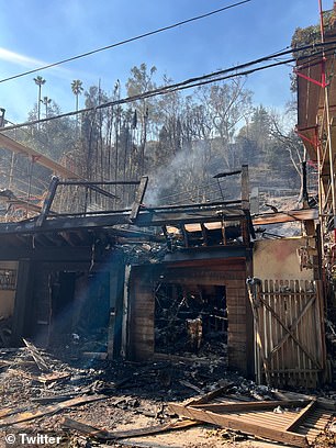 “I walked through checking the neighbors houses and walking through what was left of the Palisades letting people know their house was okay,” Gerber wrote alongside the images