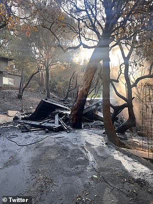 “I walked through checking the neighbors houses and walking through what was left of the Palisades letting people know their house was okay,” Gerber wrote alongside the images