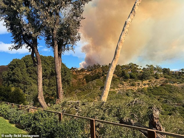 Sally shared the progress of the Palisades fire as it approached her home in a series of photos on social media Monday