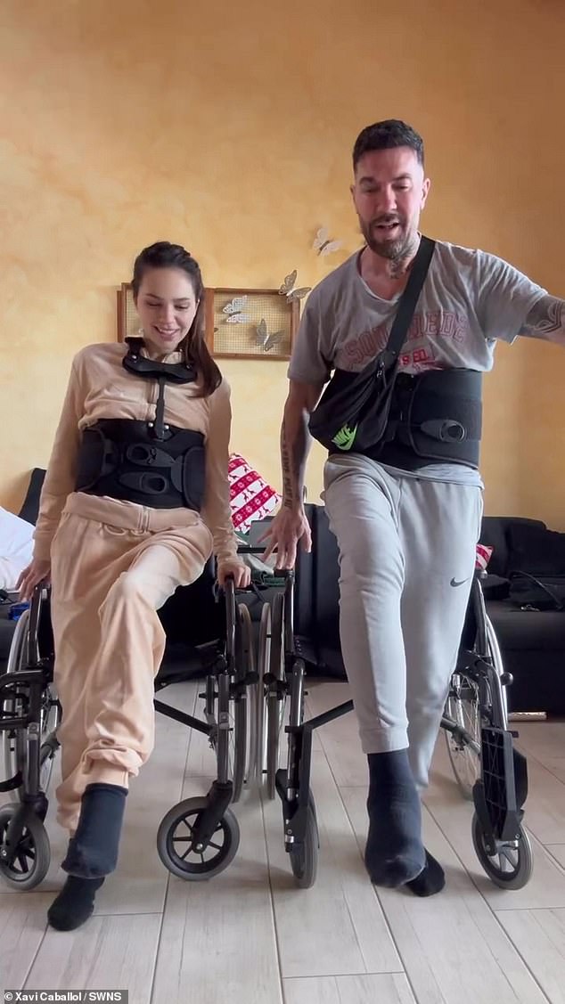 Xavi and his partner Alba are now both learning to walk again after suffering devastating injuries from the crash