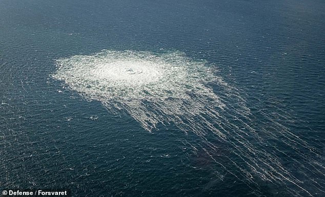 Bubbles rise to the surface during a leak in the Nord Stream gas pipelines in 2022