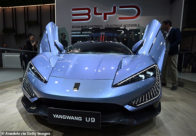 BYD is reportedly planning to bring its Yangwang luxury brand to Europe. Pictured: The U9 during the 101st Brussels Motor Show at Brussels Expo in Brussels, Belgium on January 10, 2025