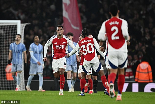 Gabriel headed a Declan Rice corner at Dominic Solanke, who eventually scored an own goal