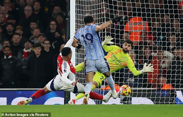 Gabriel produced a stunning intervention to deny Solanke early in the first half of the match