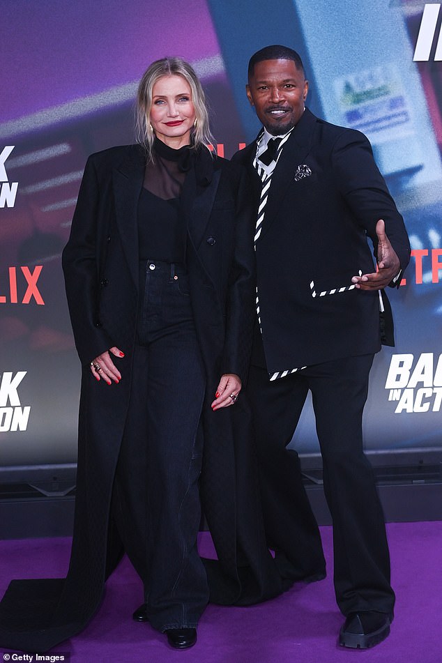 The actress posed next to a dapper Foxx, her co-star from the 2014 Annie remake, which marked her last major film project before taking a break from the industry a decade ago.