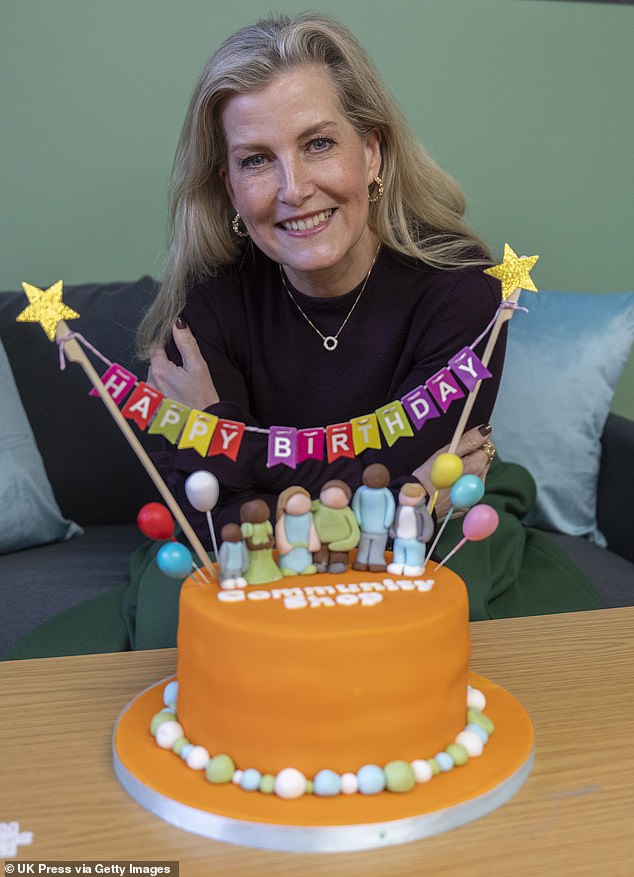 The Duchess of Edinburgh was served an orange birthday cake yesterday at The Company Shop in Lambeth, South London