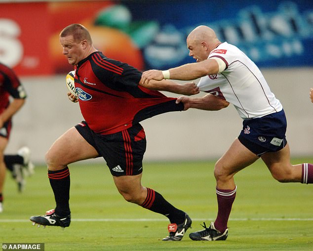 The rugby star (left) played 38 games for the Crusaders and earned three coveted All Blacks caps in 2005