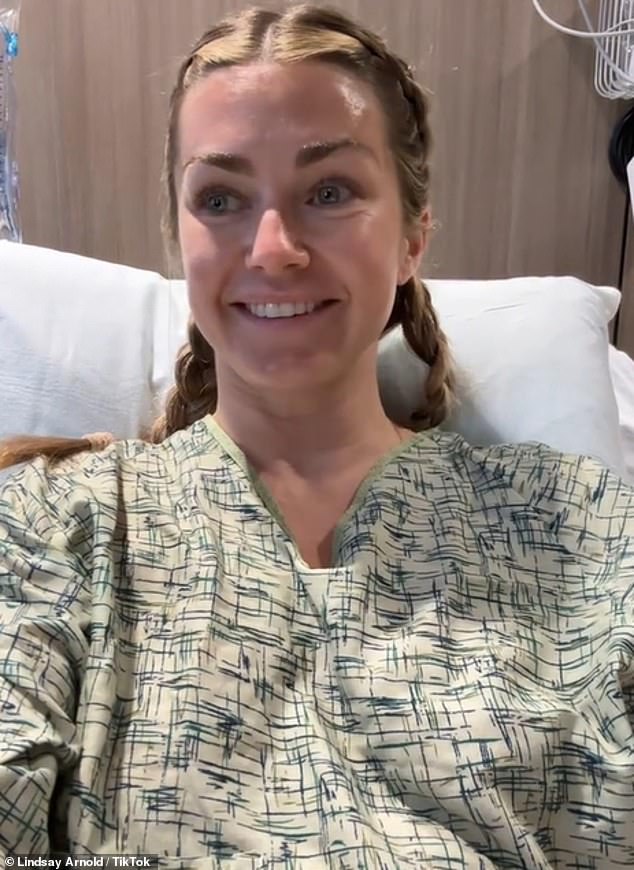 Now she has treated her fans to social media updates from hospital, where she was joined by her husband Sam Cusick