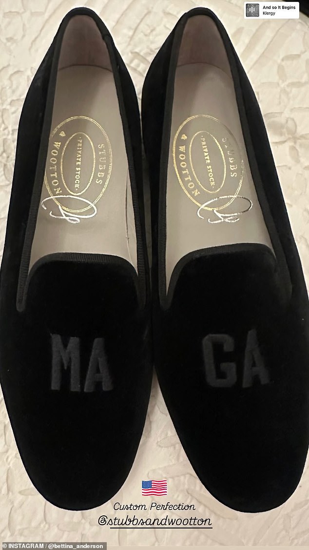 Anderson appears undeterred, posting a photo of a pair of MAGA-themed shoes to her Instagram Story on Tuesday and telling those close to the Trump family that she will see them in Washington on Monday.