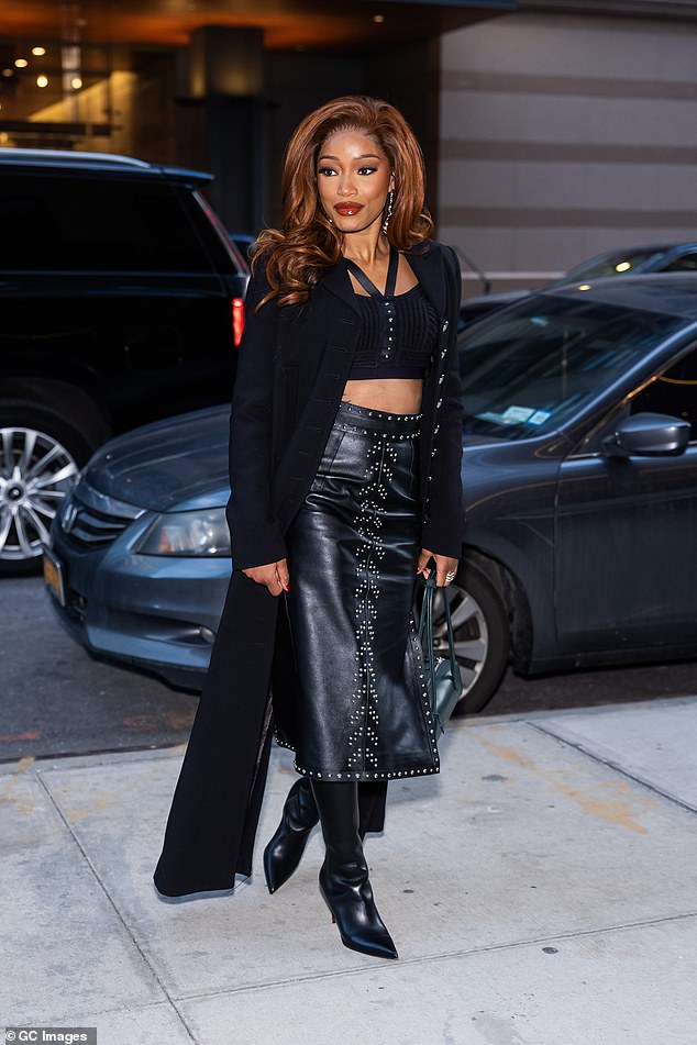 As the sun set, Palmer arrived at her chic New York hotel in a daring all-black look