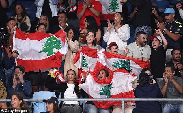 According to News Corp, the cheers came from enthusiastic Lebanese fans (pictured) who wanted to see Hady Habib play in the next match on the same pitch against France's Ugo Humbert.