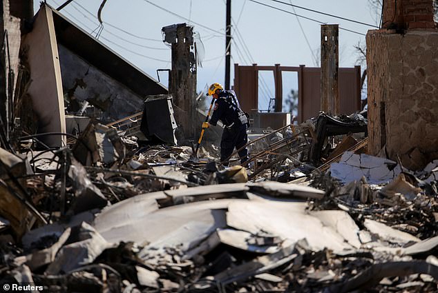 Authorities are now searching the toxic rubble for human remains