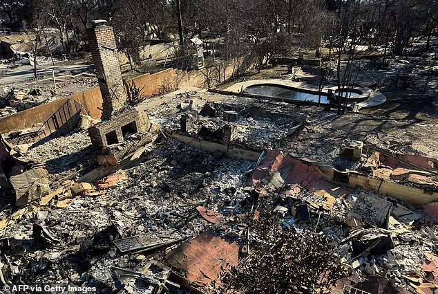 The destruction in Altadena caused by the Eaton fire, pictured on January 14