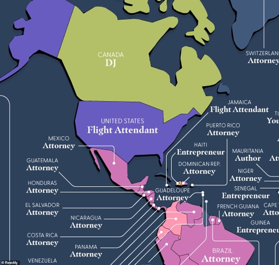 In Central America, being a lawyer (2nd worldwide, 393,380) is incredibly popular and the most sought-after career in Mexico, Guatemala, Honduras, El Salvador, Nicaragua, Costa Rica, Panama and the Dominican Republic