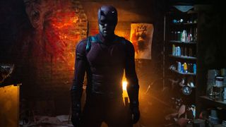 Daredevil stands in a dimly lit room in Daredevil: Born Again