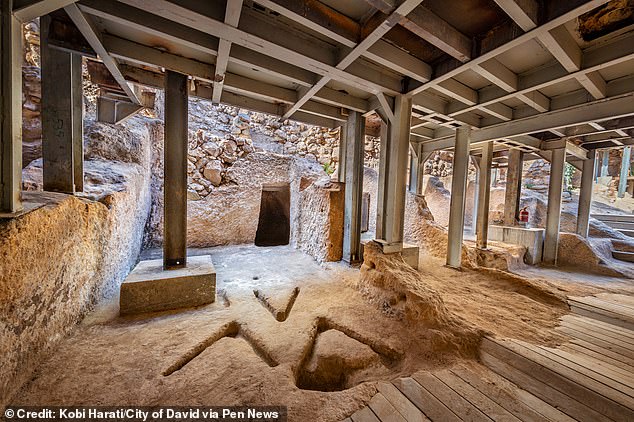 The structure is carved into the rock near the Temple Mount and consists of eight rooms, containing an altar, a sacred standing stone and presses for olive oil and wine.