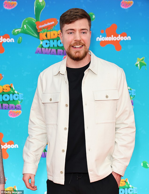 YouTuber MrBeast (pictured at the 2023 Nickelodeon Kids' Choice Awards at Microsoft Theater on March 4, 2023 in Los Angeles, California) has joined the bid to buy TikTok in an effort to prevent the popular platform from being banned in the United States . has arisen