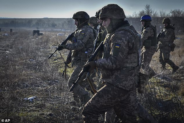 Ukrainian soldiers train at the polygon in the Zaporizhia region, Ukraine on Wednesday, January 15