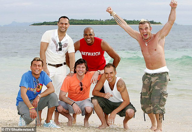 Paul Danan and Michael Greco pictured together (far left) on Celebrity Love Island in 2005