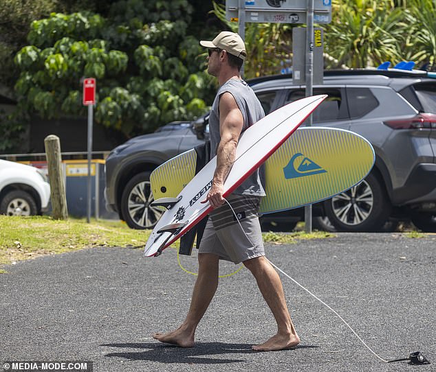 Later in the day, the former Home and Away star was spotted with two surfboards