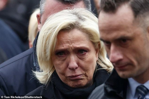 National Rally delegate Le Pen – the youngest of Jean-Marie's three daughters – wept outside the Val-de-Grâce church