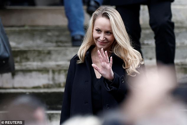 Marion Marechal, granddaughter of Jean-Marie, leaves after a religious ceremony to pay tribute to the late French far-right figure Jean-Marie Le Pen