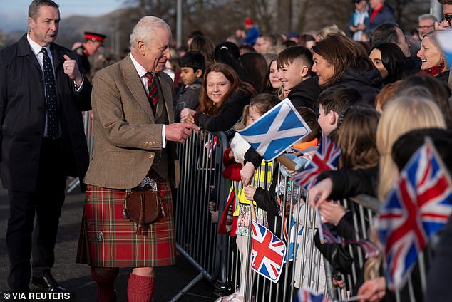 King Charles looked cheerful as he greeted many smiling royal fans in Scotland on Thursday