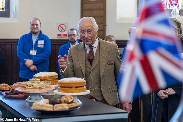 King Charles received many cakes and sweet treats during his trip to The Gate charity