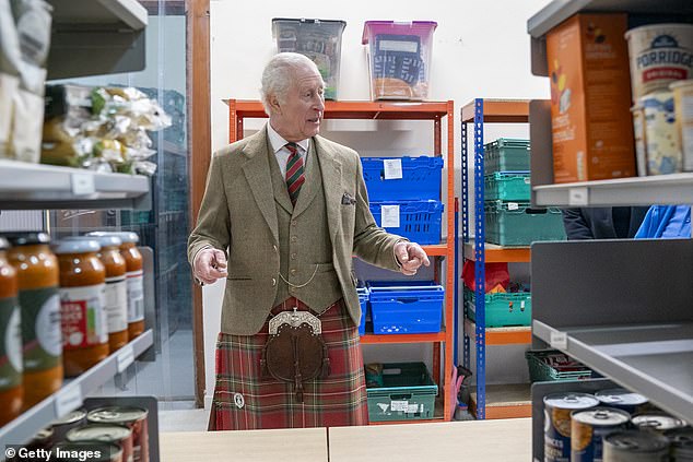 King Charles was shown to the charity's food bank by The Gate volunteers in Scotland