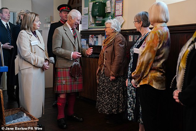 King Charles burst into laughter as he visited the charity in Alloa, Clackmannanshire