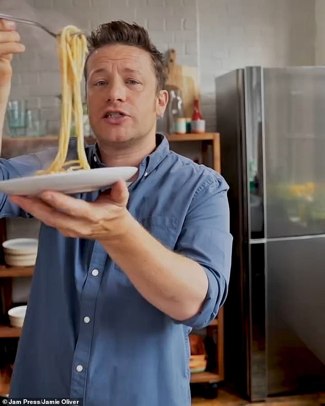 The 2017 clip showed the 49-year-old TV chef preparing his version of a carbonara, with Oliver describing his variation as a 